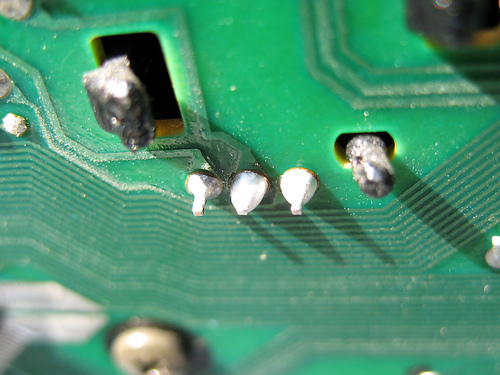 The repair: re-solder the joints